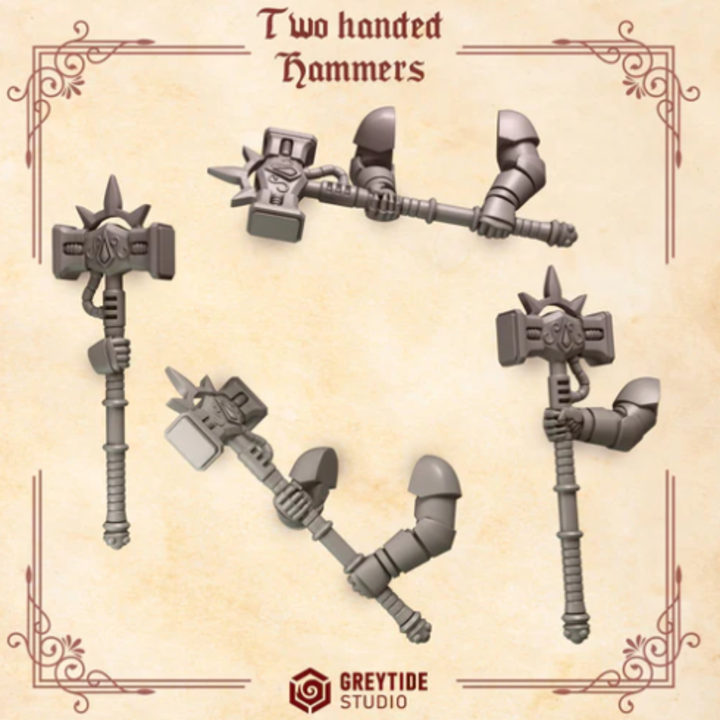 Haches à deux mains Crimson Lords – Set de bitz personnalisés pour 40K – Greytide Studio