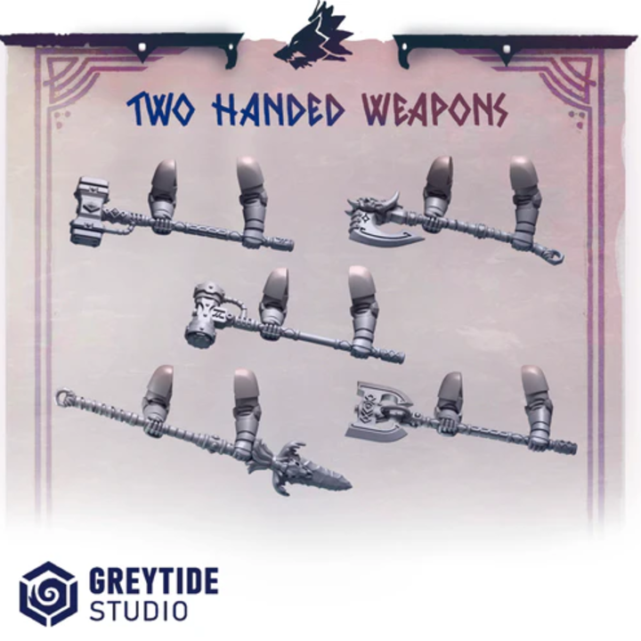 Armes à deux mains Primal Hounds – Set de bitz personnalisés 40K – Greytide Studio
