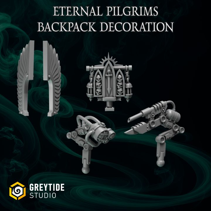 Décorations de backpacks pour Termi Eternal Pilgrims  – Greytide Studio – Impression 3D Résine – 40K