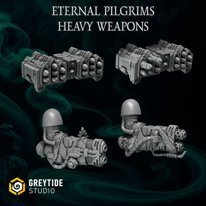 Armes lourdes pour Termi Eternal Pilgrims  – Greytide Studio – Impression 3D Résine – 40K
