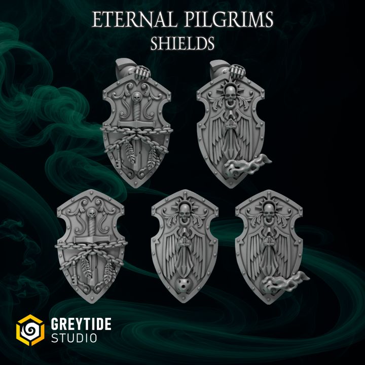 Boucliers pour Termi Eternal Pilgrims  – Greytide Studio – Impression 3D Résine – 40K