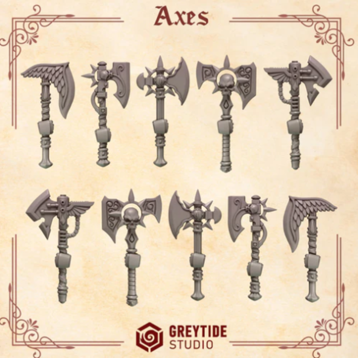 Haches Crimson Lords – Set de bitz personnalisés 40K – Greytide Studio