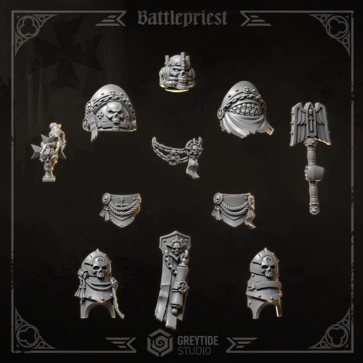 Set de prêtre de bataille pour Termi Eternal Crusaders – Greytide Studio – Impression 3D Résine – 40K