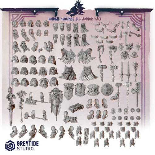 Primal Hounds Big Armor Pack – Greytide Studio – Impression 3D Résine – 40K