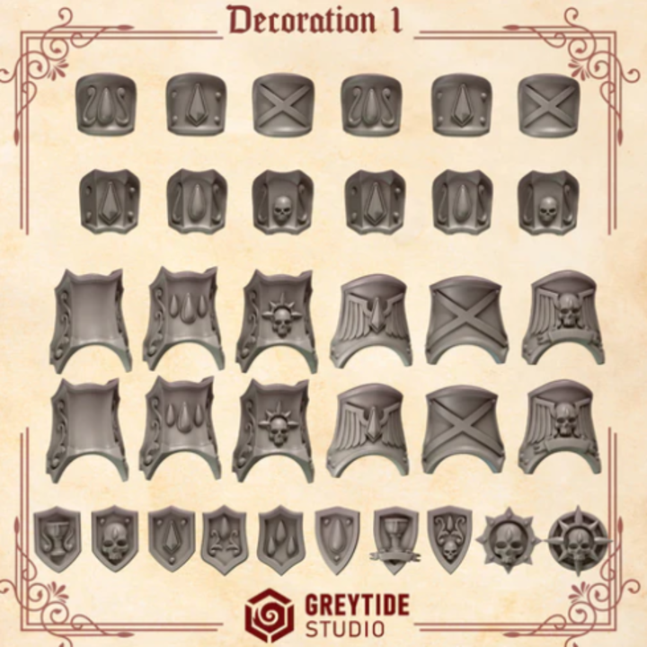 Décoration Crimson Lords lot 01 – Set de bitz personnalisés 40K – Greytide Studio