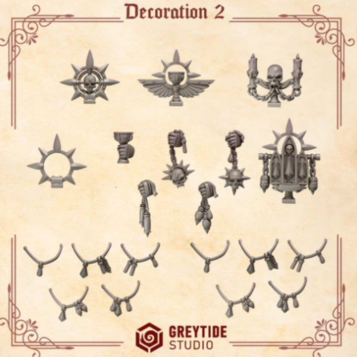 Décorations Crimson Lords lot 02 – Set de bitz personnalisés 40K – Greytide Studio