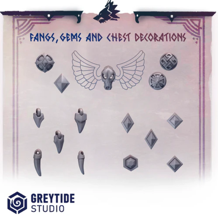 Crocs, gems, and Primal Hounds decorations – 40K custom bits set – Greytide Studio