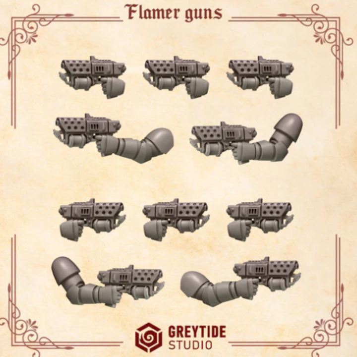 Pistolet lance flamme Crimson Lords – Set de bitz personnalisés 40K – Greytide Studio