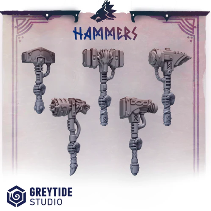 Primal Hounds Left-Handed Hammers – 40K Custom Bits Set – Greytide Studio