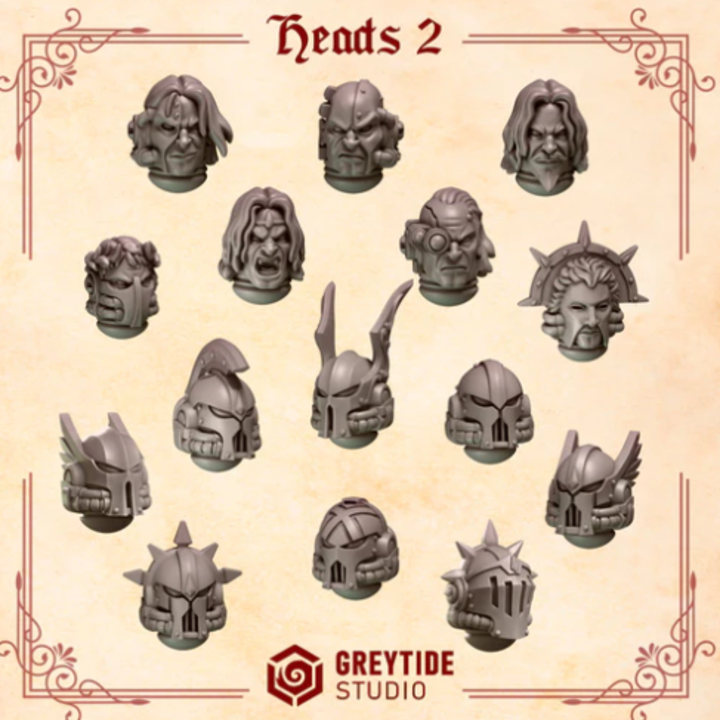 Têtes et casques Crimson Lords lot 02 – Set de bitz personnalisés 40K – Greytide Studio