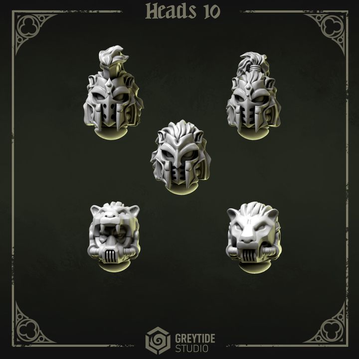 Pilgrims &amp; Crusaders Heads Lot of 10 – Custom Bits Set 40K – Greytide Studio