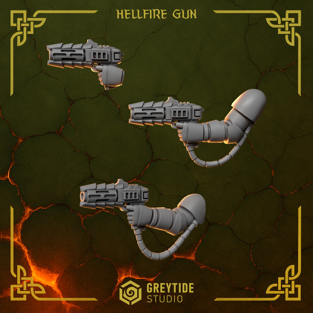 Pistolets gaucher hellfire Anvil Wardens – Greytide Studio – Impression 3D Résine – 40K