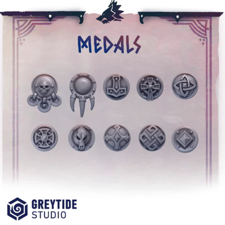 Primal Hounds Medals – 40K Custom Bitz Set – Greytide Studio