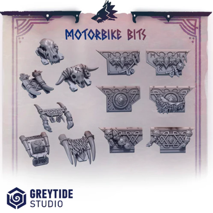 Kit pour moto Primal Hounds – Set de bitz personnalisés 40K – Greytide Studio