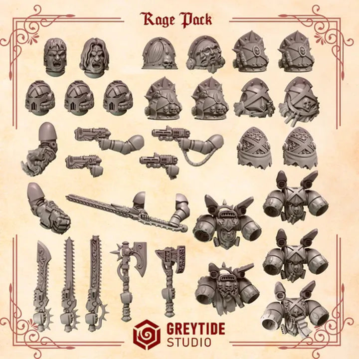 Pack de Rage Sanguinaire – Set de bitz Crimson Lords pour  40K – Greytide Studio