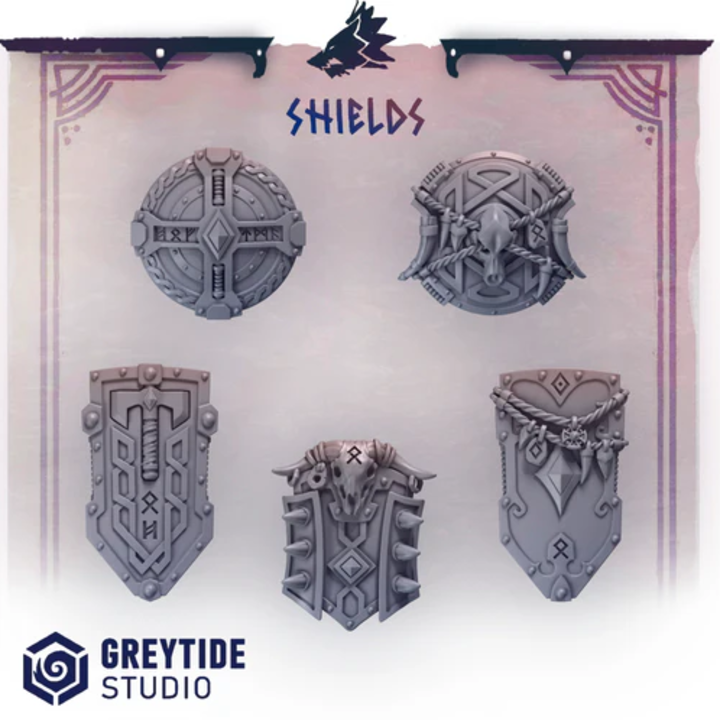 Boucliers gaucher Primal Hounds – Set de bitz personnalisés 40K – Greytide Studio