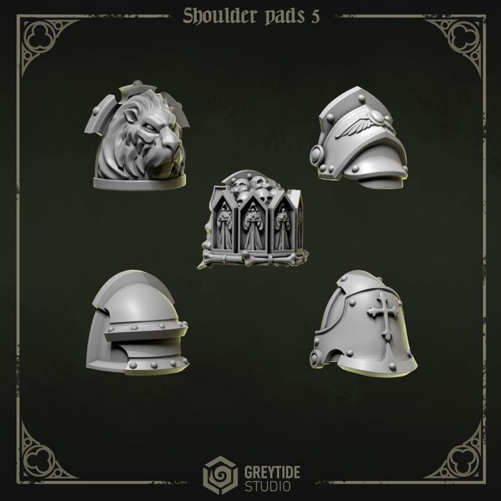 Épaulières Pilgrims & Crusaders lot 05 – Set de bitz personnalisés 40K – Greytide Studio
