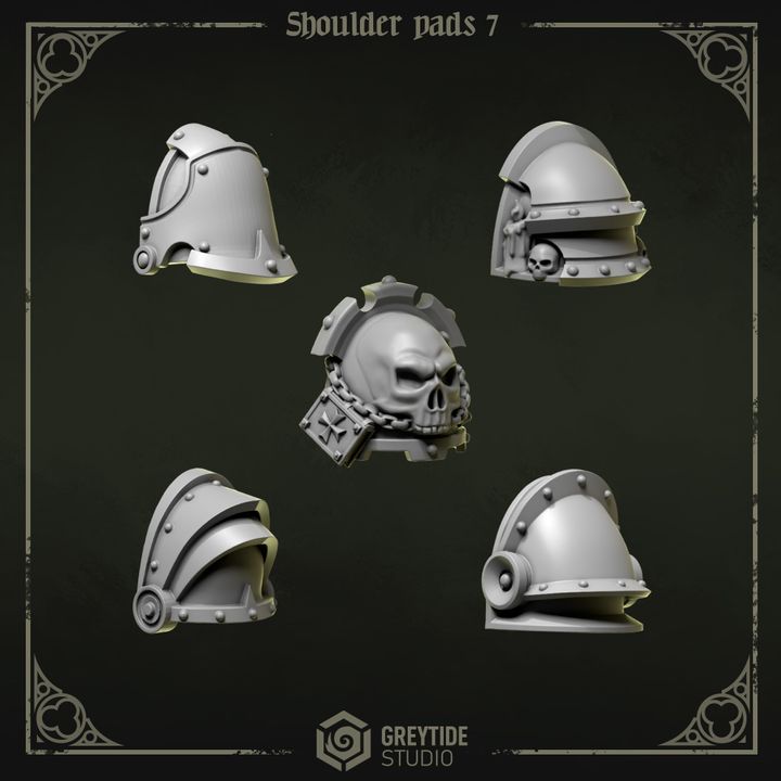 Épaulières Pilgrims & Crusaders lot 07 – Set de bitz personnalisés 40K – Greytide Studio