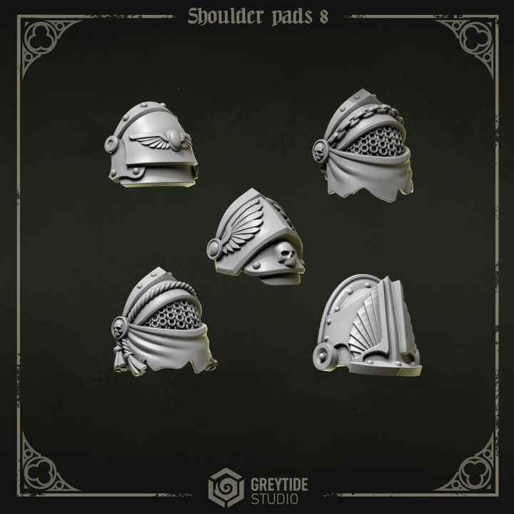 Épaulières Pilgrims & Crusaders lot 08 – Set de bitz personnalisés 40K – Greytide Studio