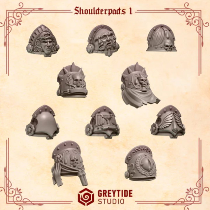 Épaulières Crimson Lords lot 01 – Set de bitz personnalisés 40K – Greytide Studio