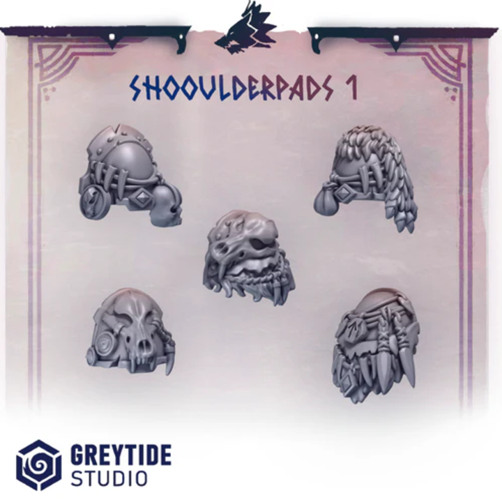 Épaulières Primal Hounds lot 01 – Set de bitz personnalisés 40K – Greytide Studio