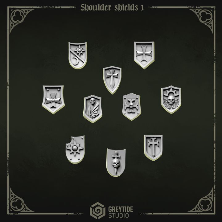 Insignes d'armures Pilgrims & Crusaders lot 01 – Set de bitz personnalisés 40K – Greytide Studio