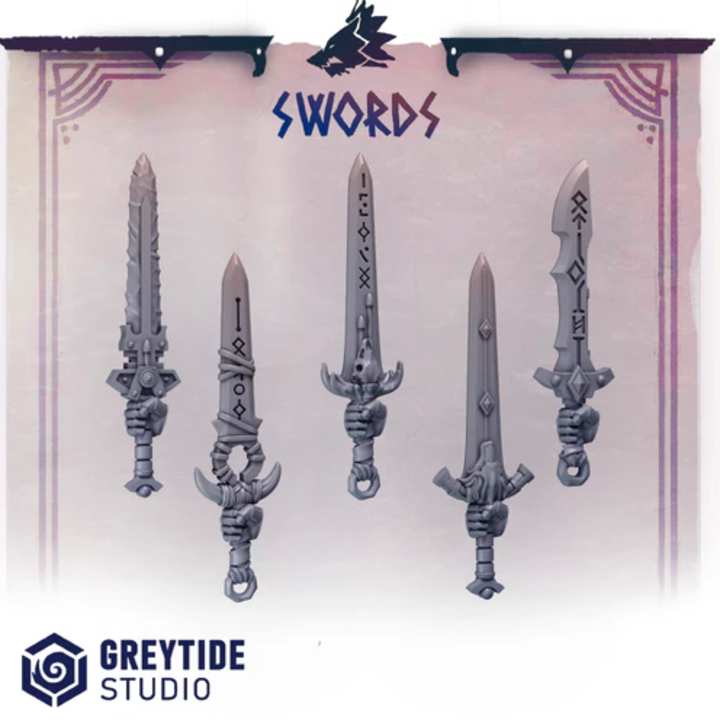 Épées droitier Primal Hounds – Set de bitz personnalisés 40K – Greytide Studio