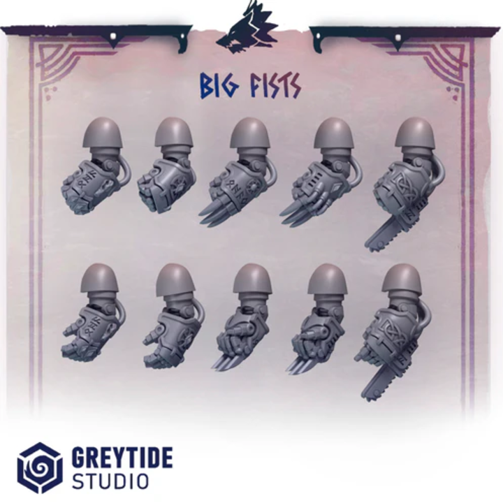 Poings énergétiques gaucher pour Termi Primal Hounds – Set de bitz personnalisés 40K – Greytide Studio