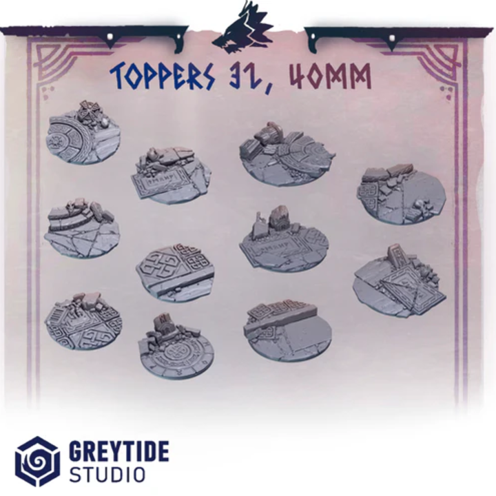 Socles 32-40mm Primal Hounds – Set de bitz personnalisés 40K – Greytide Studio