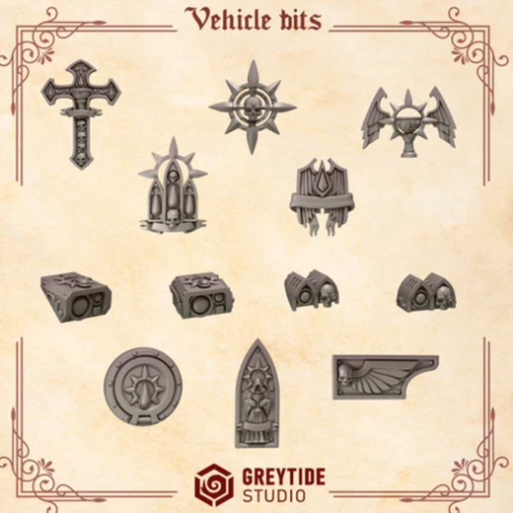 Décoration pour véhicules Crimson Lords – Set de bitz personnalisés 40K – Greytide Studio