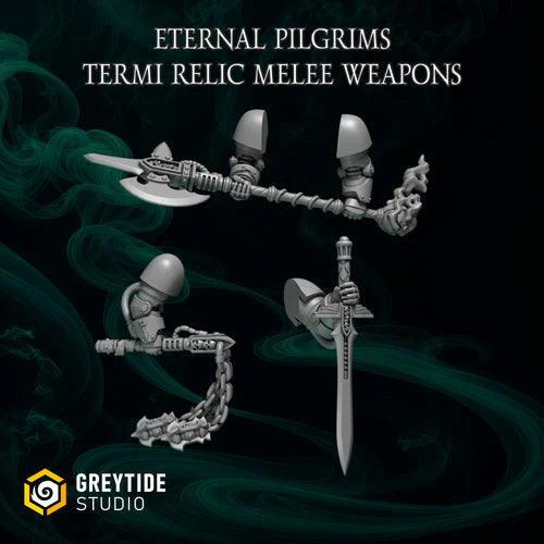 Armes reliques pour Termi Eternal Pilgrims  – Greytide Studio – Impression 3D Résine – 40K